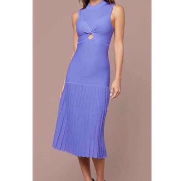 Bebe Gioia Purple Drop Waist Bandage Pleated Midi Dress - Picture 1 of 3